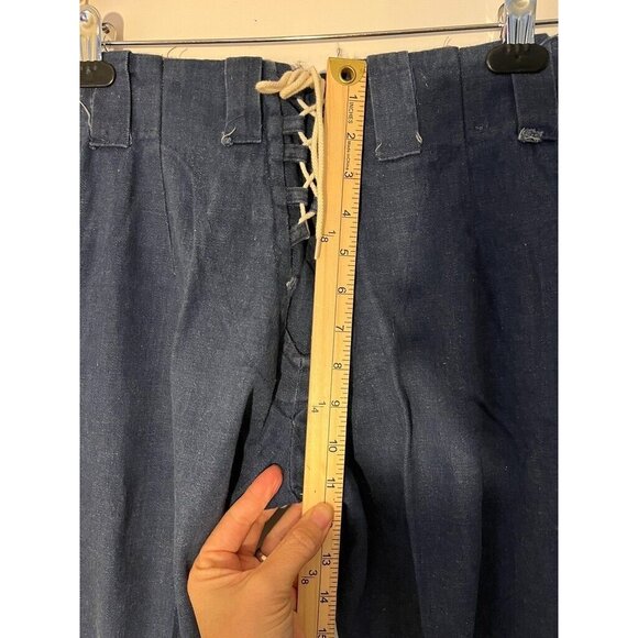 VTG Anastasas Womens 70s Dark Wash Denim Lace Front Bellbottom Flare Jeans 28x31 - Picture 6 of 14